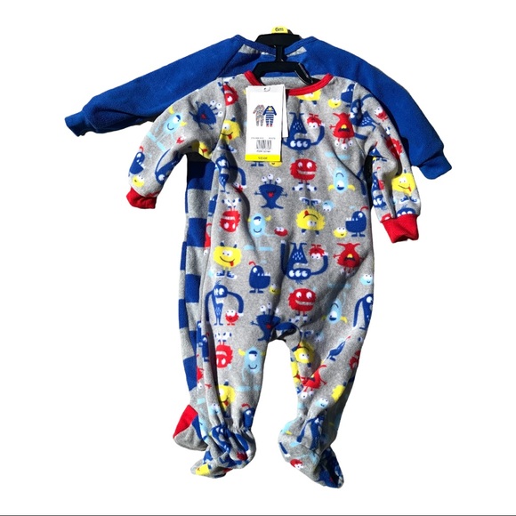 Baby Boy Pajamas Blanket Sleepers KIDS HEADQUARTERS 6 Months 2 Piece Monsters - Picture 3 of 3